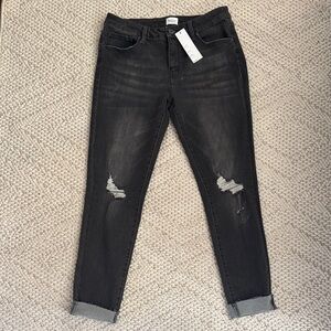 Dark Grey Distressed Skinny Jeans